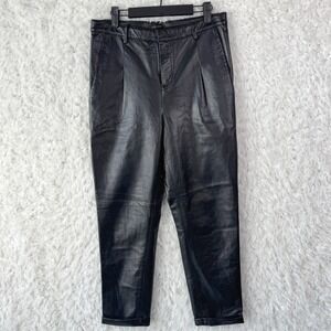 AS by DF Fuax Leather Pants Size 28 Black Pleated Tapered High Waist Edgy Chic